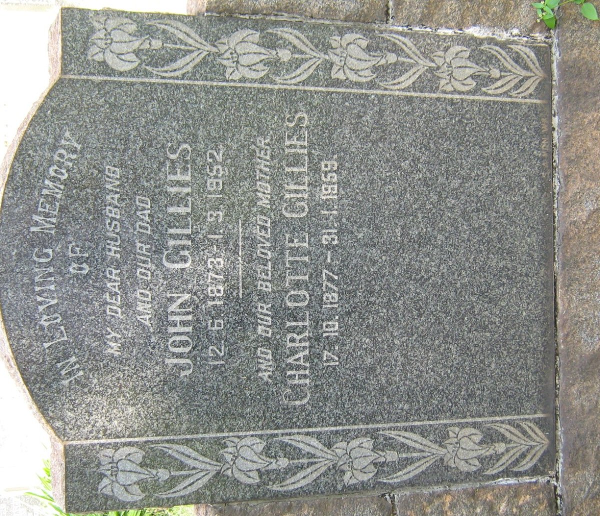 GILLIES John 1873-1952 &amp; Charlotte 1877-1959