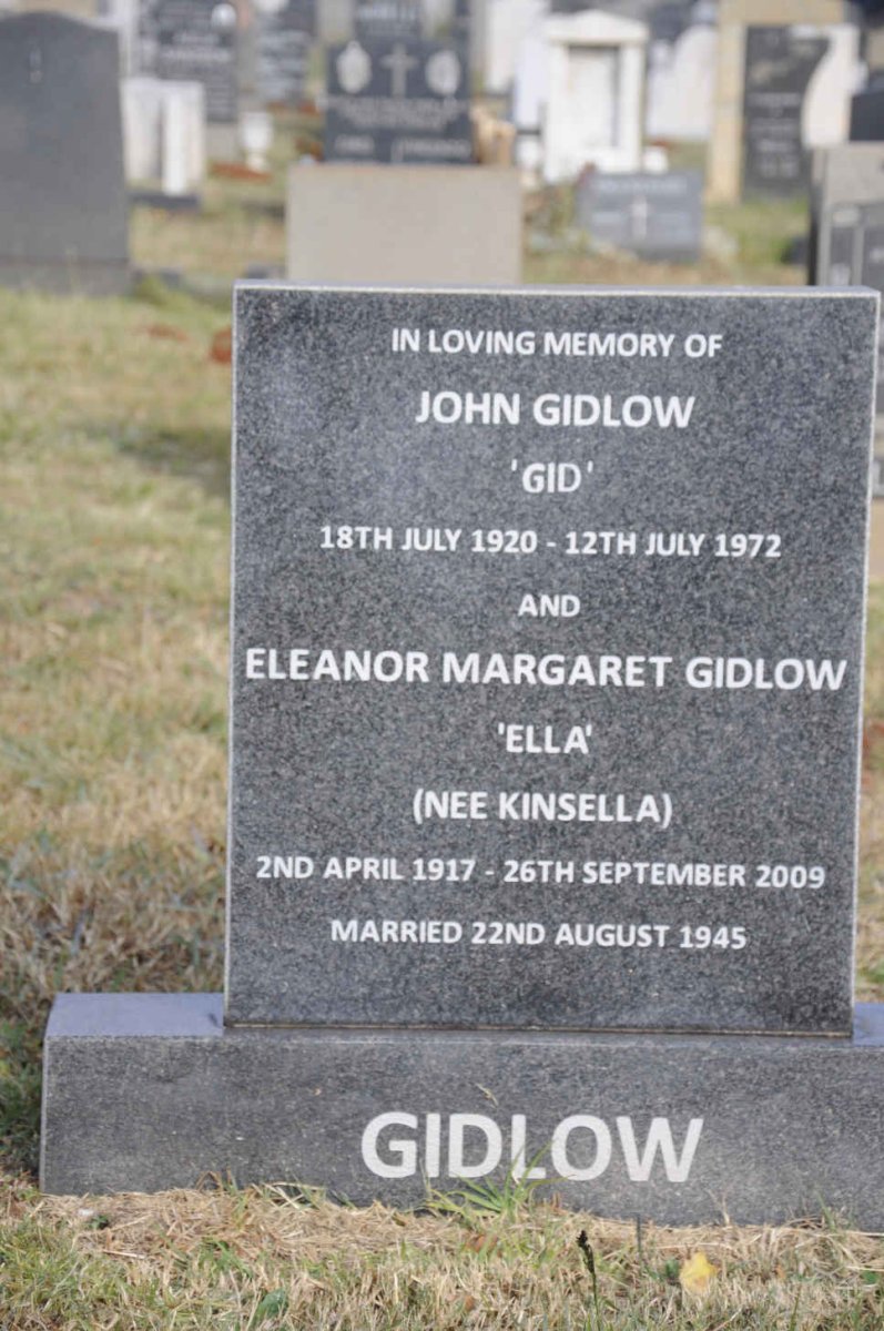 GIDLOW John 1920-1972 &amp; Eleanor Margaret KINSELLA 1917-2009