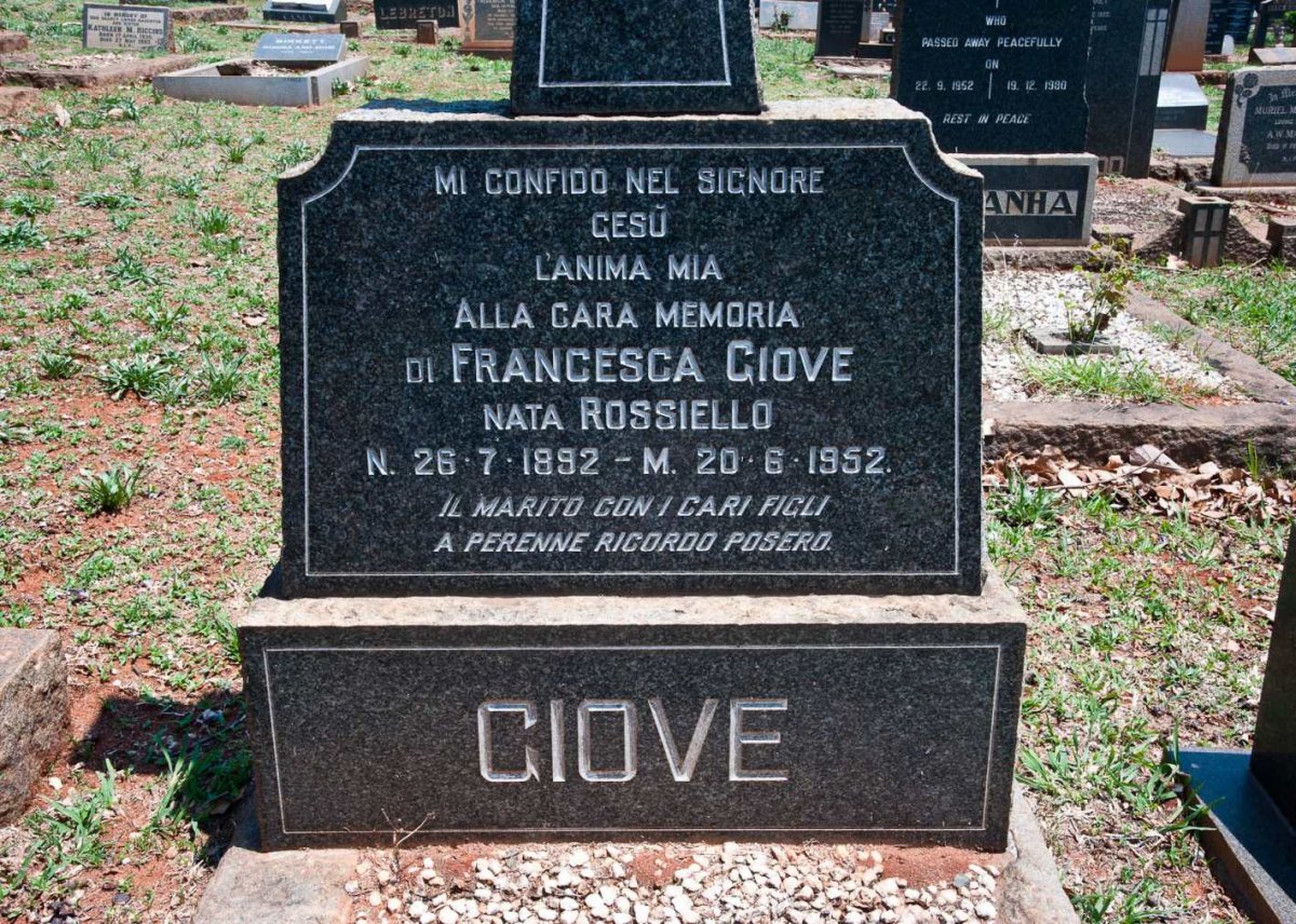 GIOVE Francesca nee ROSSIELLO 1892-1952 :: GIOVE Joe 1914-1953