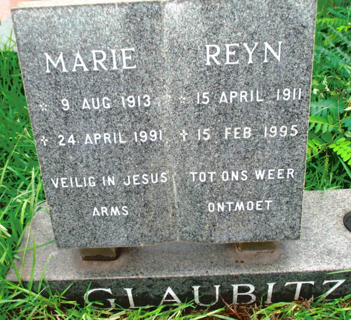 GLAUBITZ Reyn 1911-1995 &amp; Marie 1913-1991