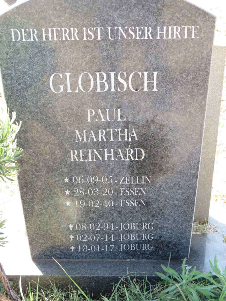 GLOBISCH Paul 1905-1994 :: GLOBISCH Martha 1920-2014 :: GLOBISCH Reinhard 1940-2017