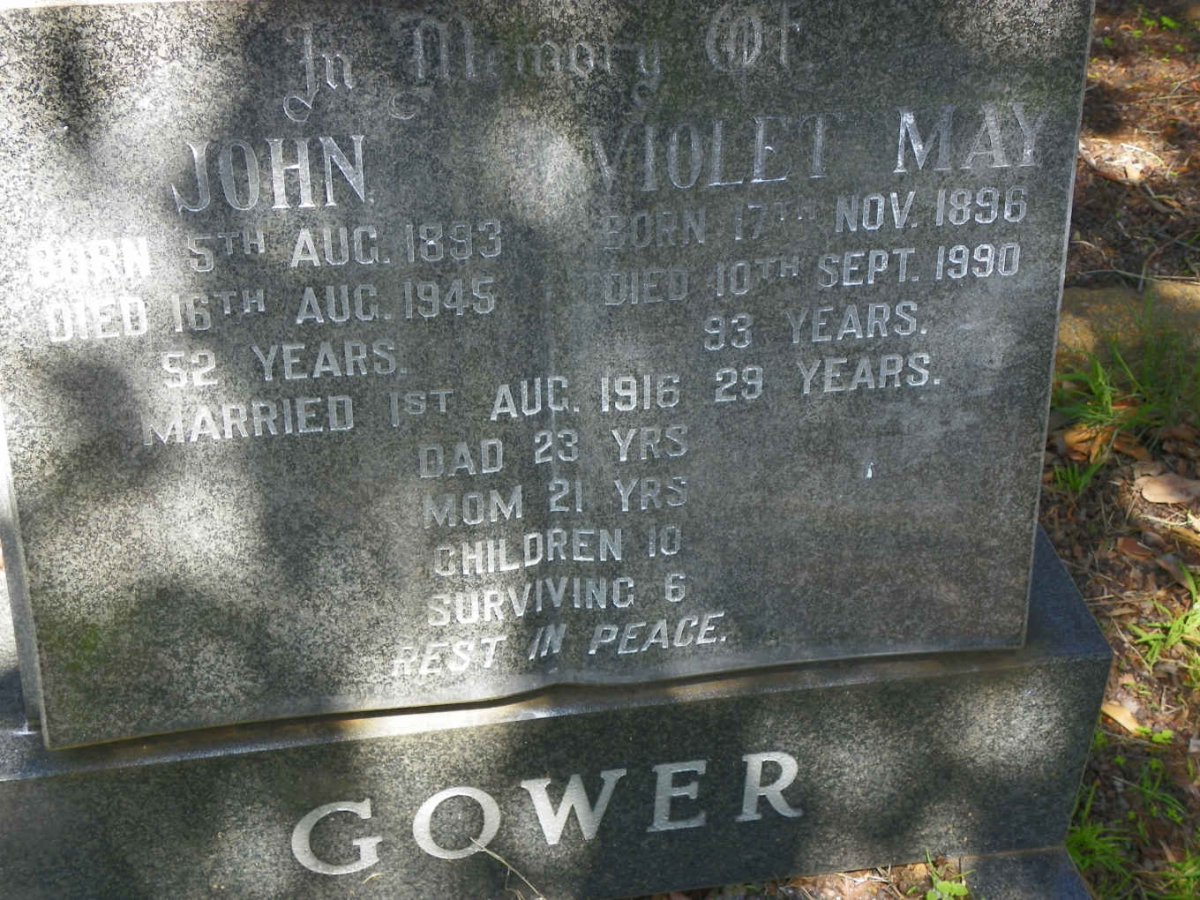 GOWER John 1893-1945 &amp; Violet May 1896-1990