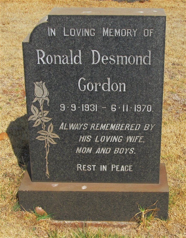 GORDON Ronald Desmond 1931-1970