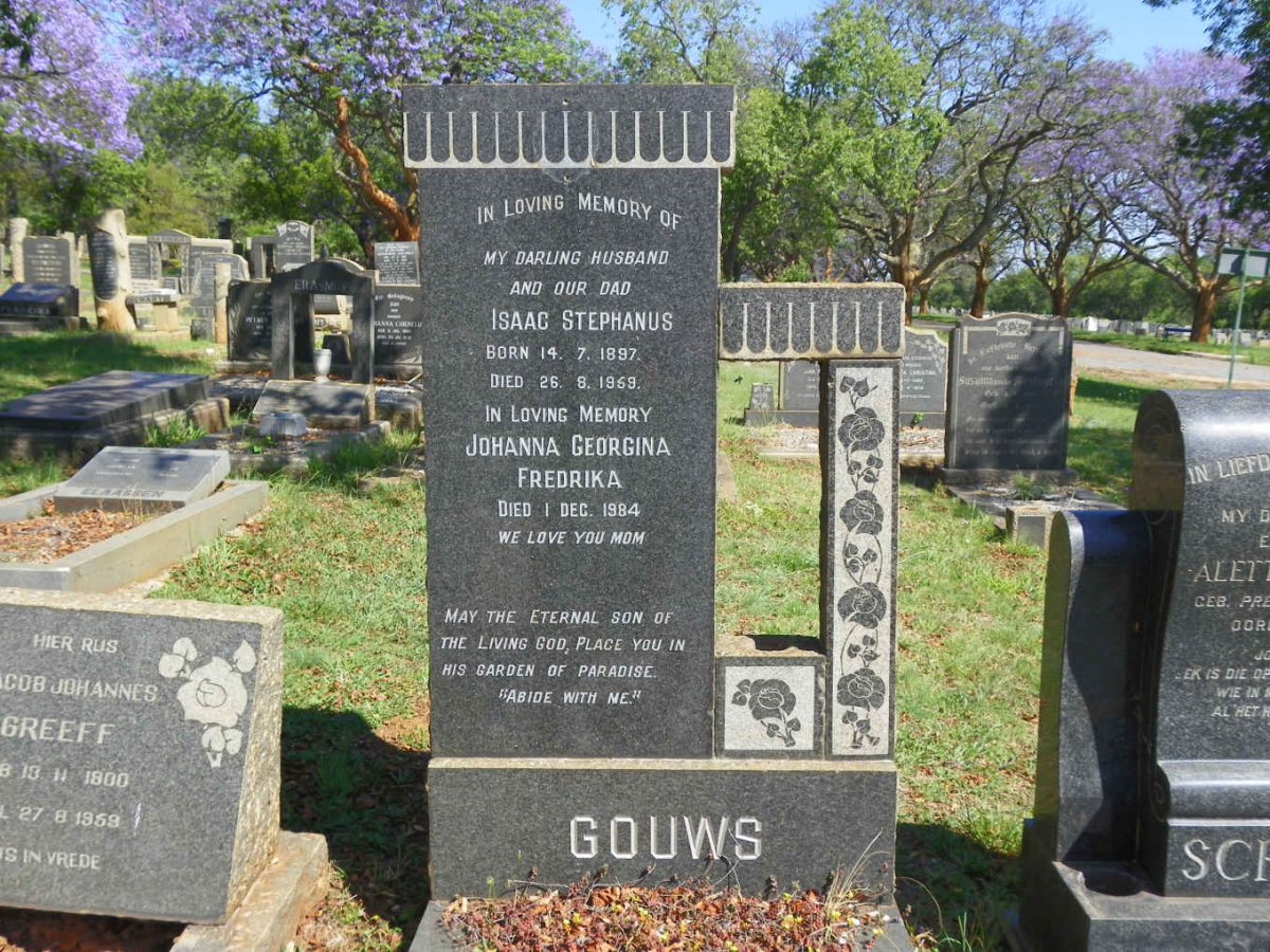 GOUWS Isaac Stephanus 1897-1959 &amp; Johanna Georgina Fredrika -1984