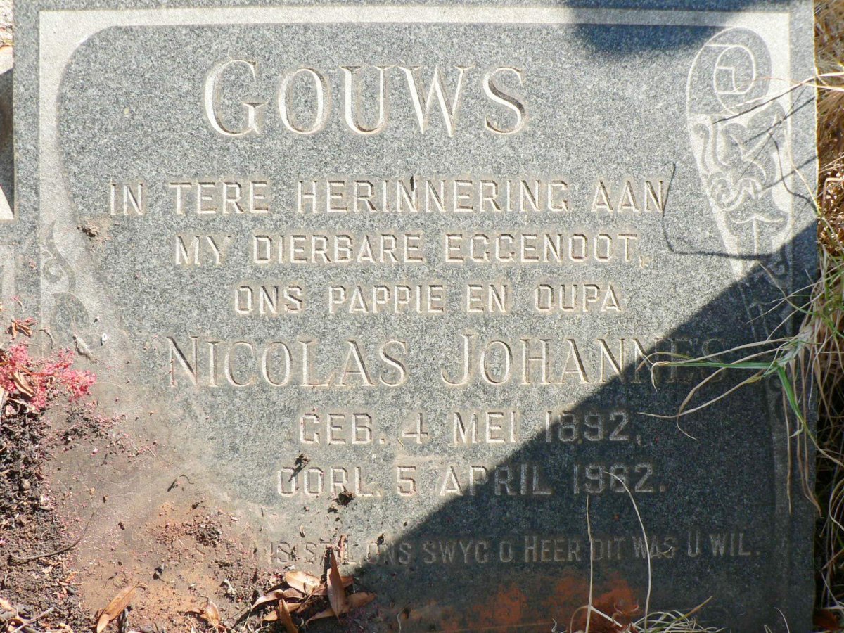 GOUWS Nicolas Johannes 1892-1962