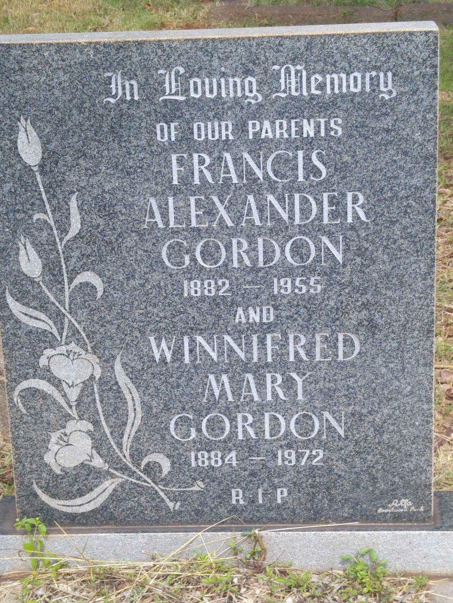 GORDON Francis Alexander 1882-1955 &amp; Winnifred Mary 1884-1972