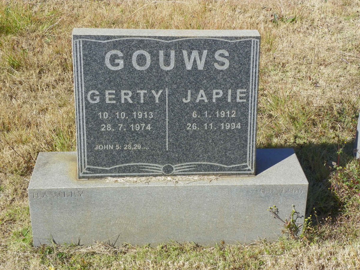 GOUWS Japie 1912-1994 &amp; Gerty 1913-1974