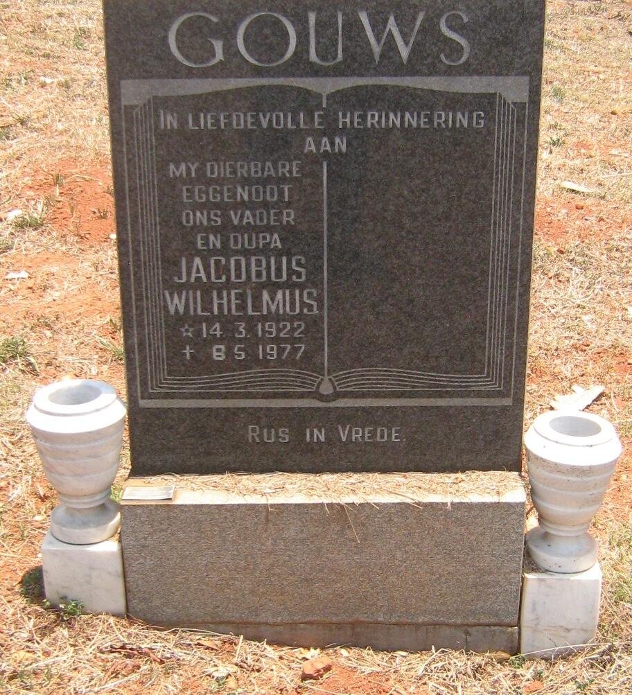 GOUWS Jacobus Wilhelmus 1922-1977