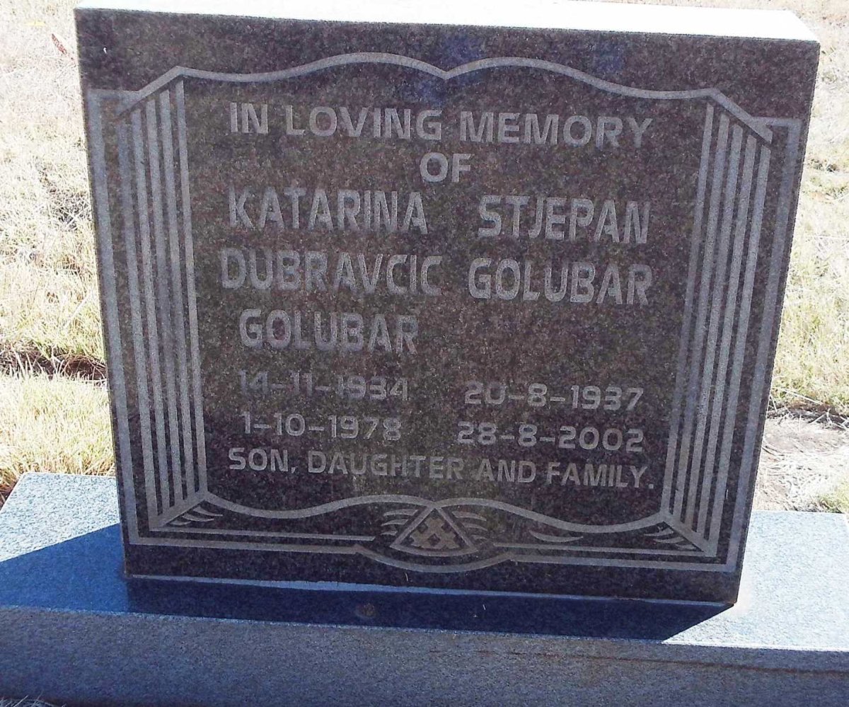 GOLUBAR Stjepan 1937-2002 &amp; Katarina Dubravcic 1934-1978