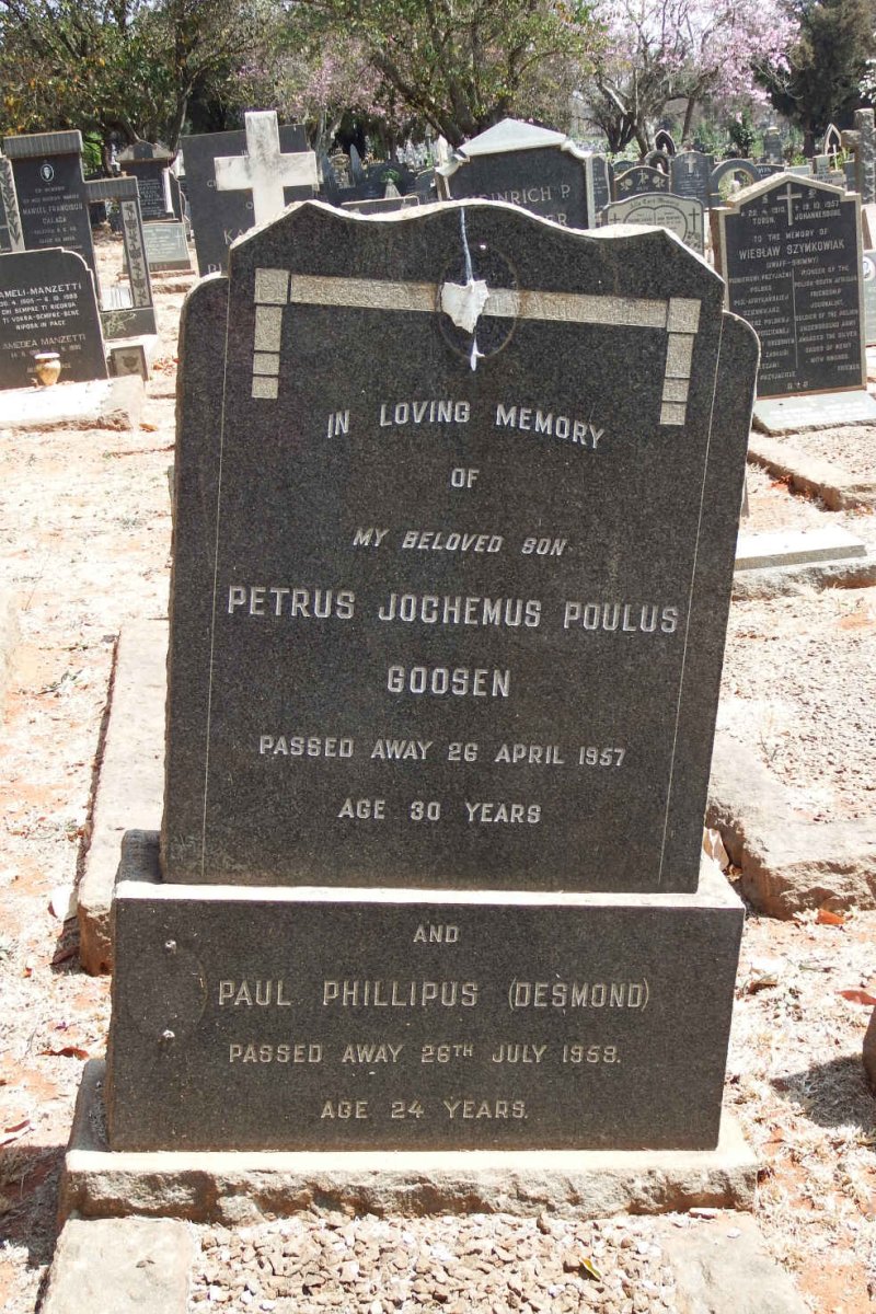 GOOSEN Petrus Jochemus Poulus -1957 :: GOOSEN Paul Phillipus -1958