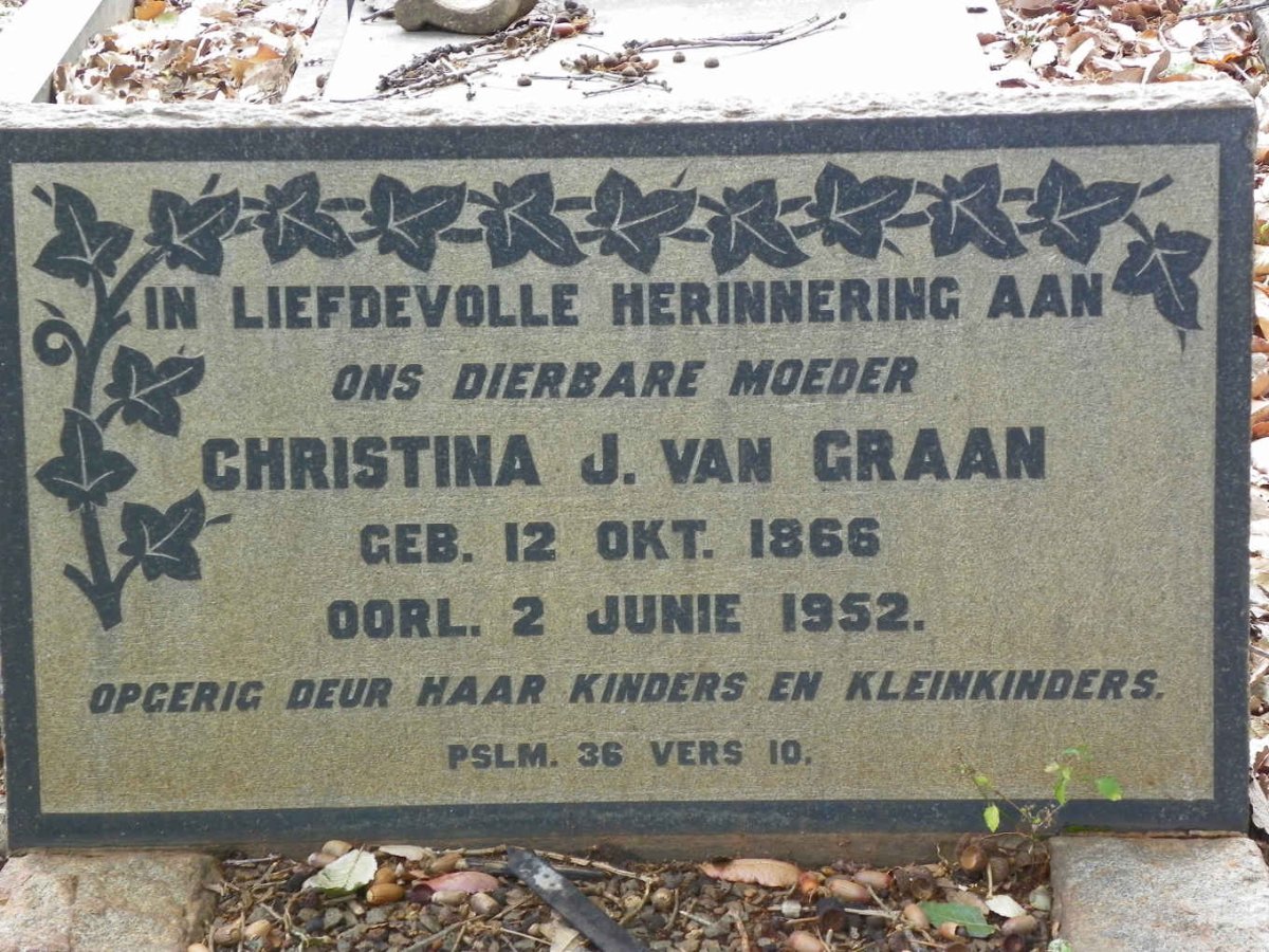 GRAAN Christina J., van 1866-1952