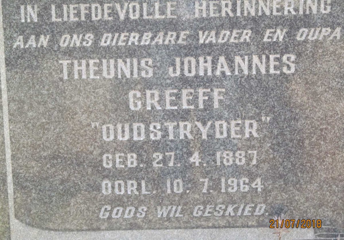 GREEFF Theunis Johannes 1887-1964