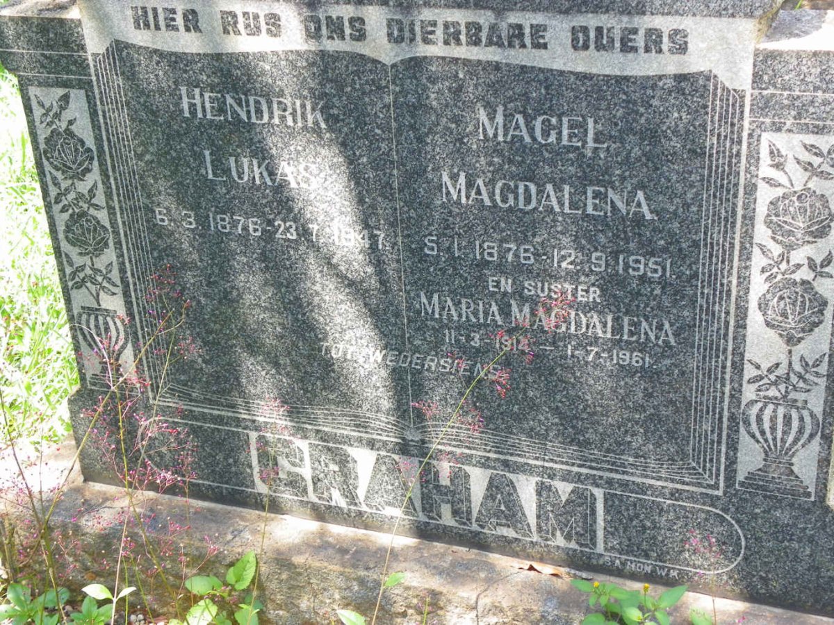 GRAHAM Hendrik Lukas 1876-1947 &amp; Magel Magdalena 1876-1951 :: GRAHAM Maria Magdalena 1914-1961