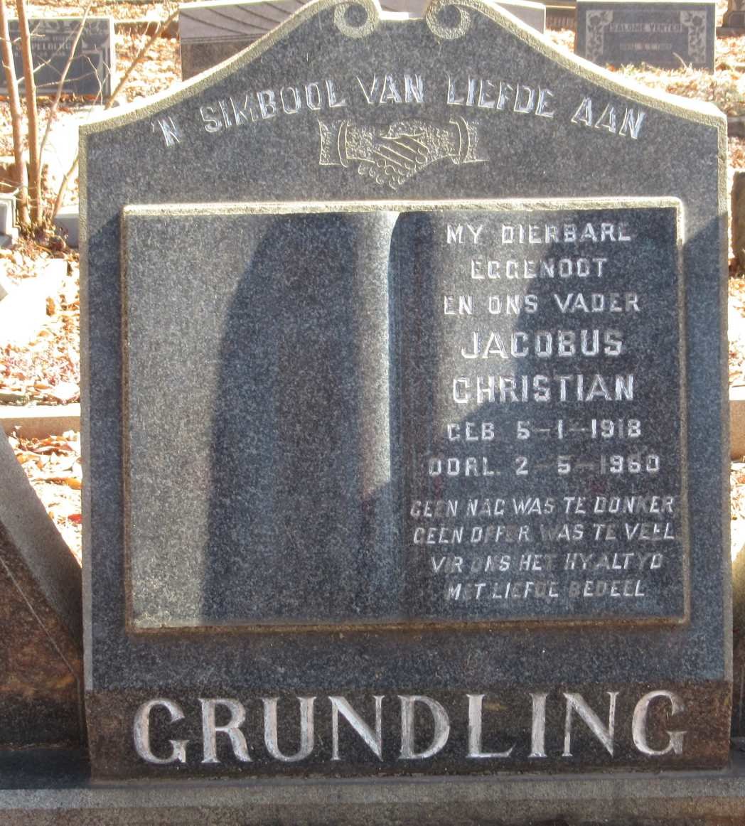 GRUNDLING Jacobus Christian 1918-1960