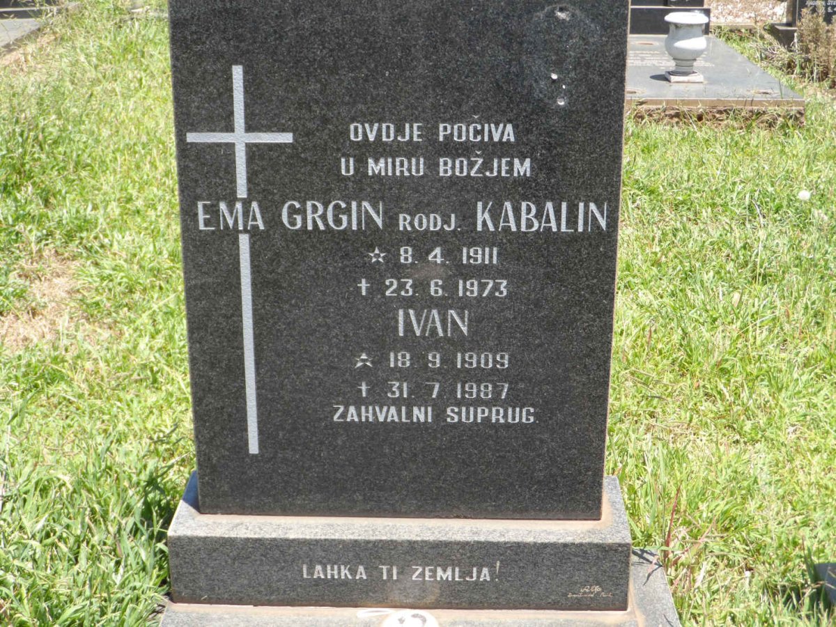GRGIN Ivan 1909-1987 &amp; Ema KABALIN 1911-1973