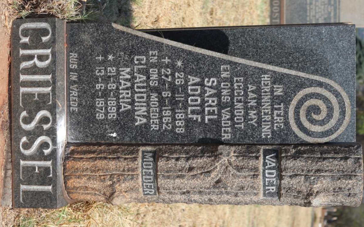 GRIESSEL Sarel Adolf 1888-1962 &amp; Claudina Maria 1896-1979