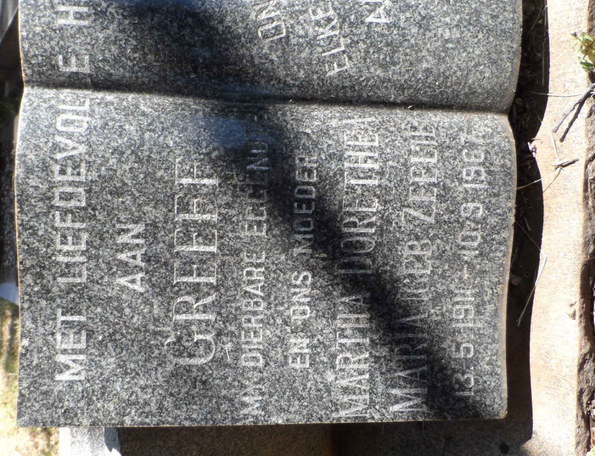 GREEFF Martha Dorethea Maria nee ZEELIE 1911-1967