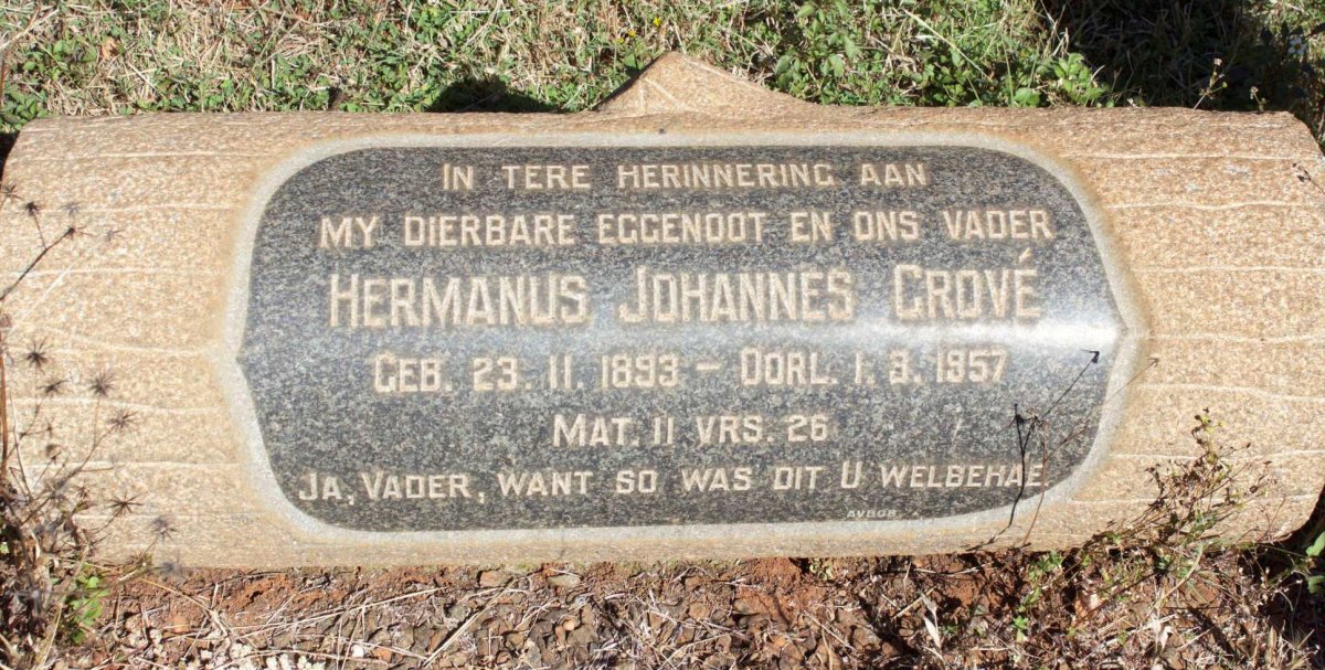 GROVE Hermanus Johannes 1893-1957