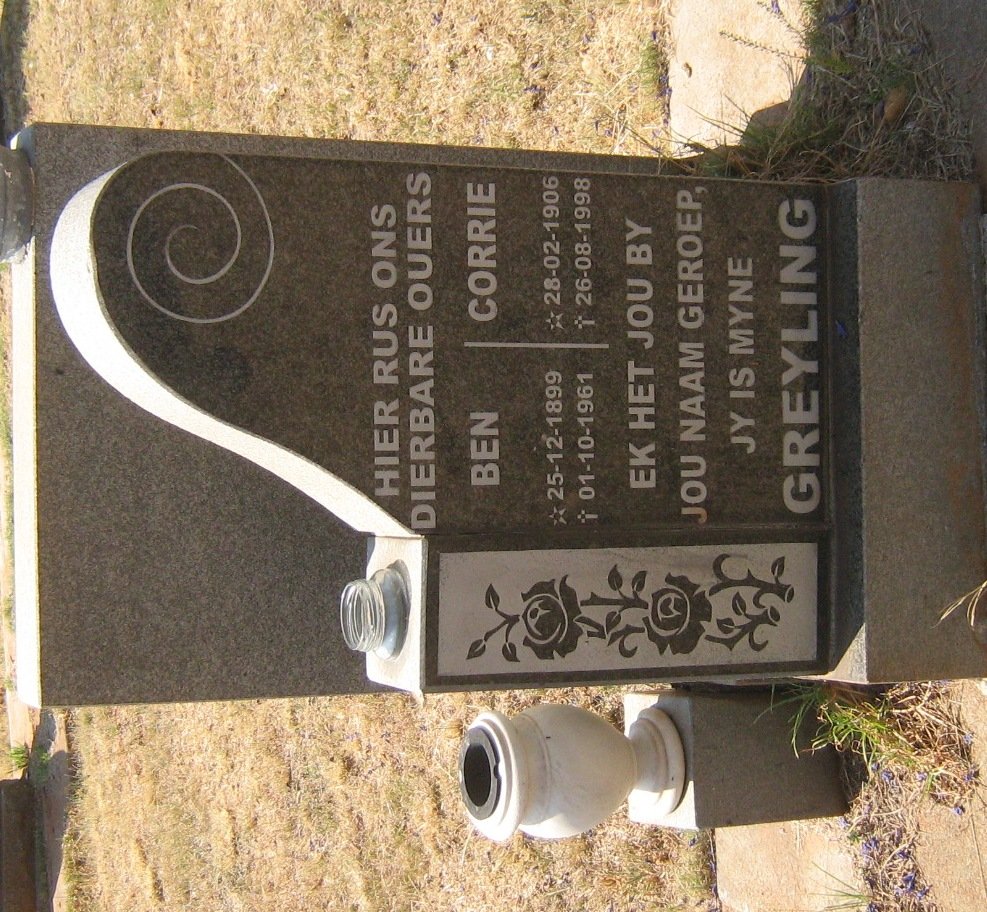 GREYLING Ben 1899-1961 &amp; Corrie 1906-1998