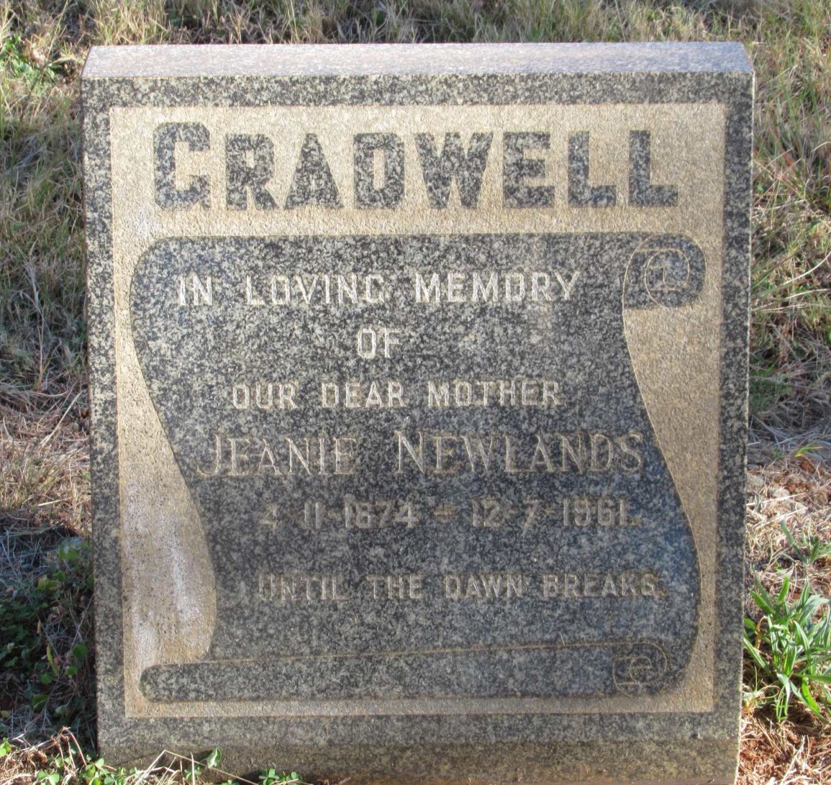 GRADWELL Jeanie Newlands 1874-1961