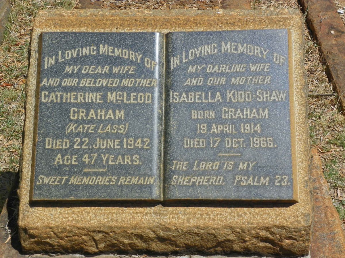 GRAHAM Catherine McLeod -1942 ::  KIDD-SHAW Isabella nee GRAHAM 1914-1966
