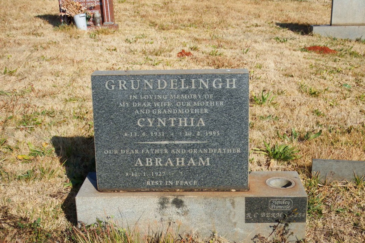 GRÜNDELING Abraham 1927- &amp; Cynthia 1931-2995
