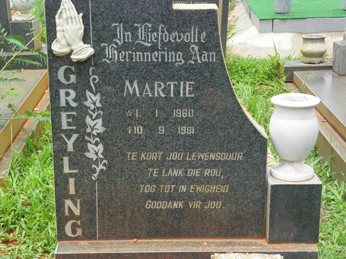 GREYLING Martie 1960-1981