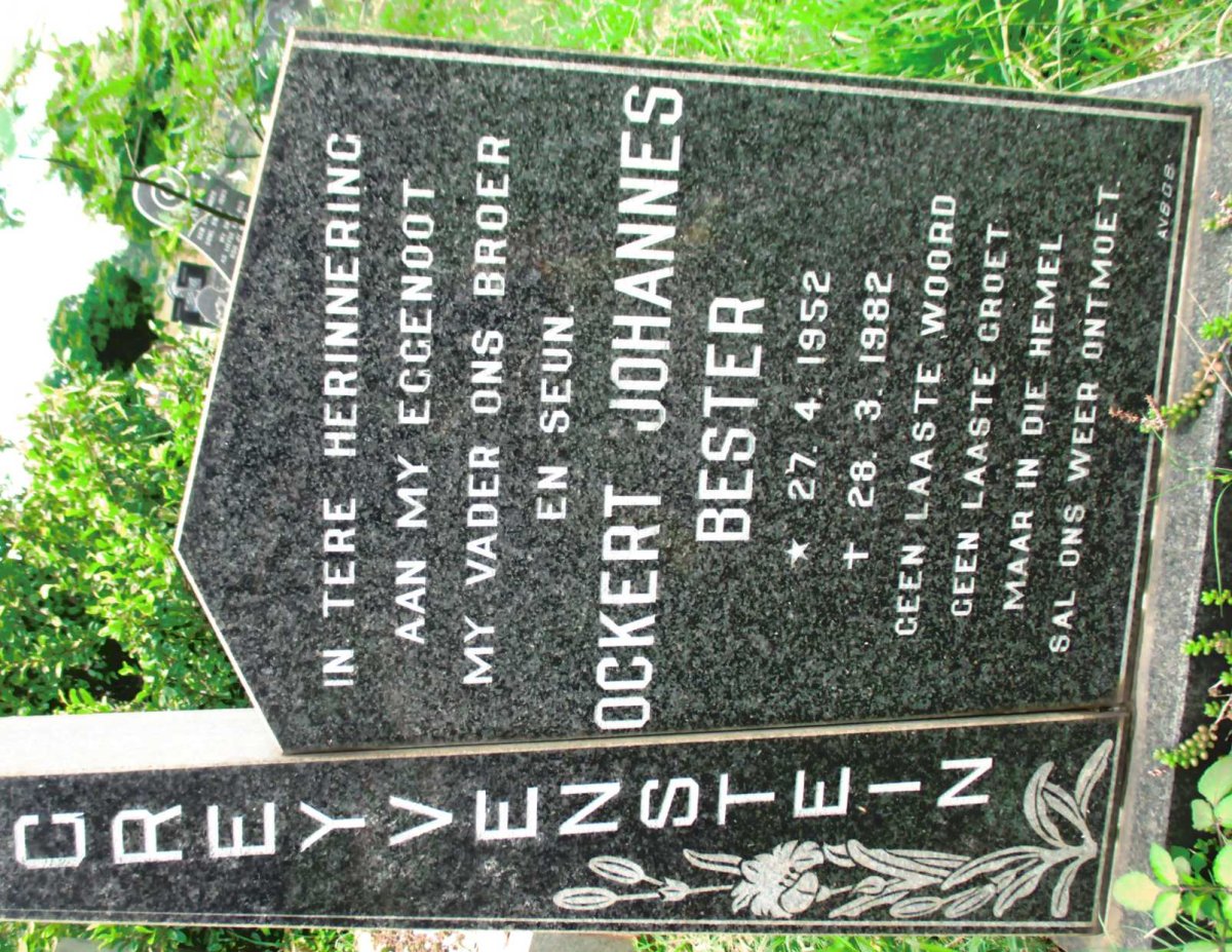GREYVENSTEIN Ockert Johannes Bester 1952-1982