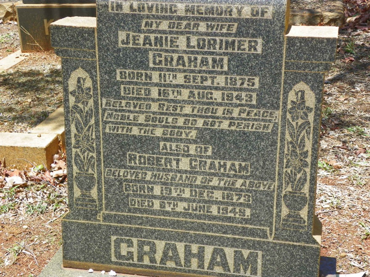 GRAHAM Robert 1873-1949 &amp; Jeanie Lorimer 1875-1943
