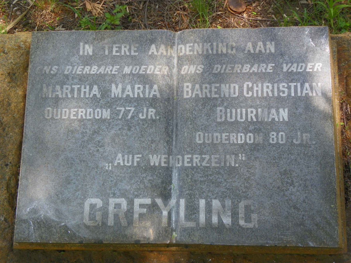 GREYLING Barend Christian Buurman &amp; Martha Maria