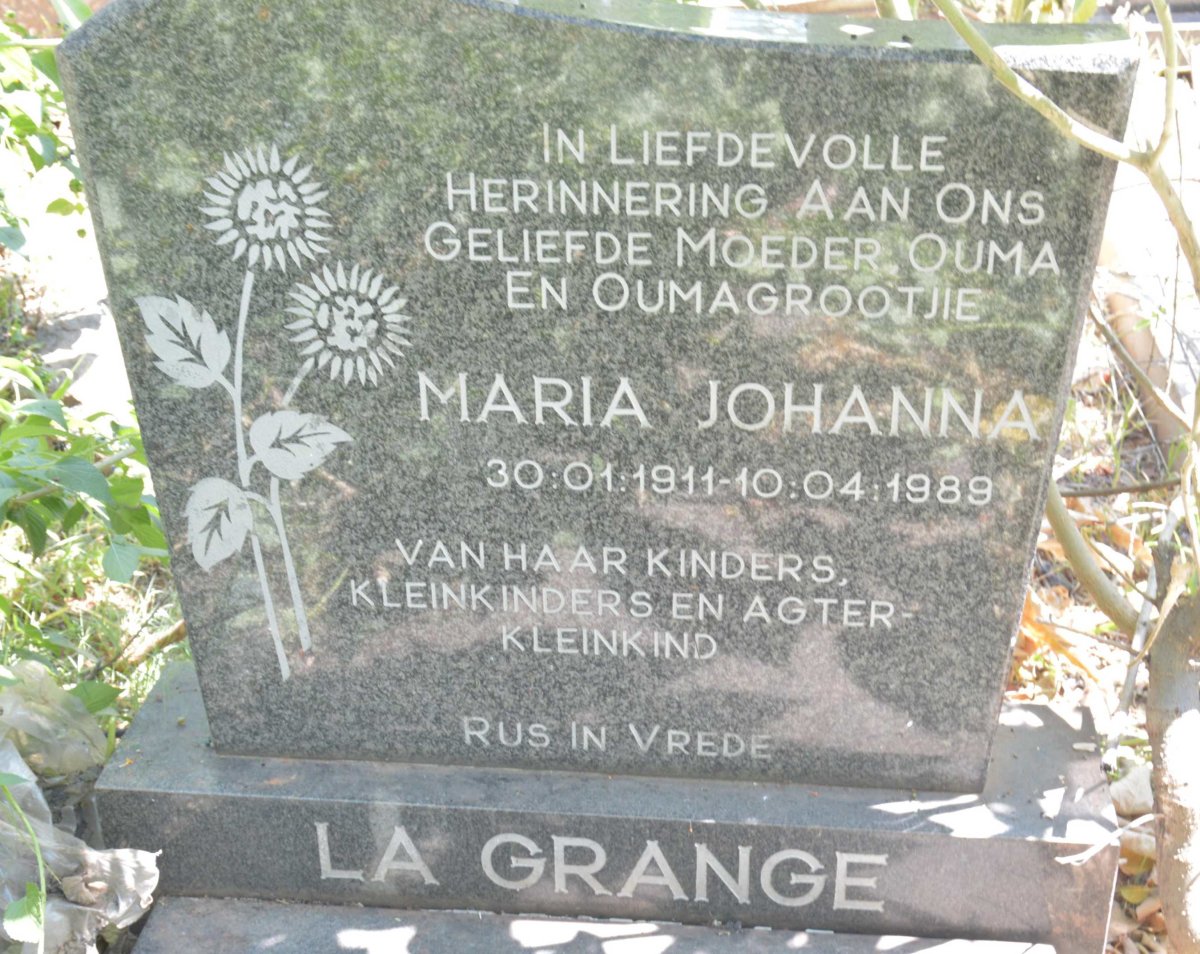 GRANGE Maria Johanna, la 1911-1989