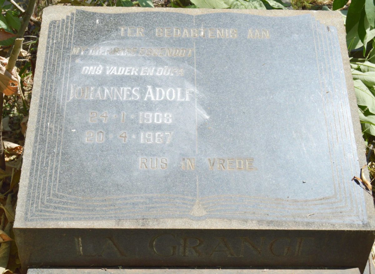 GRANGE Johannes Adolf, la 1908-1967