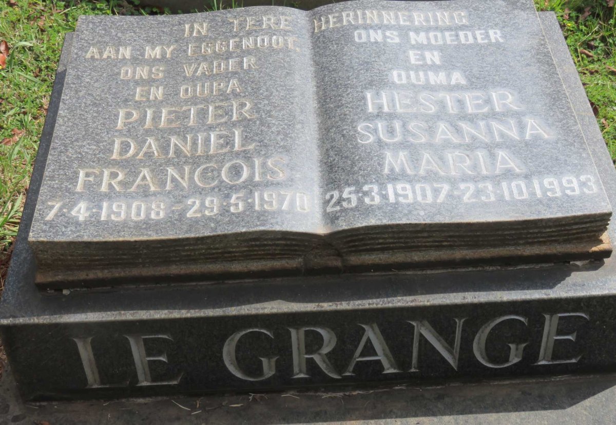 GRANGE Pieter Daniel Francois, le 1908-1970 &amp; Hester Susanna Maria 1907-1993