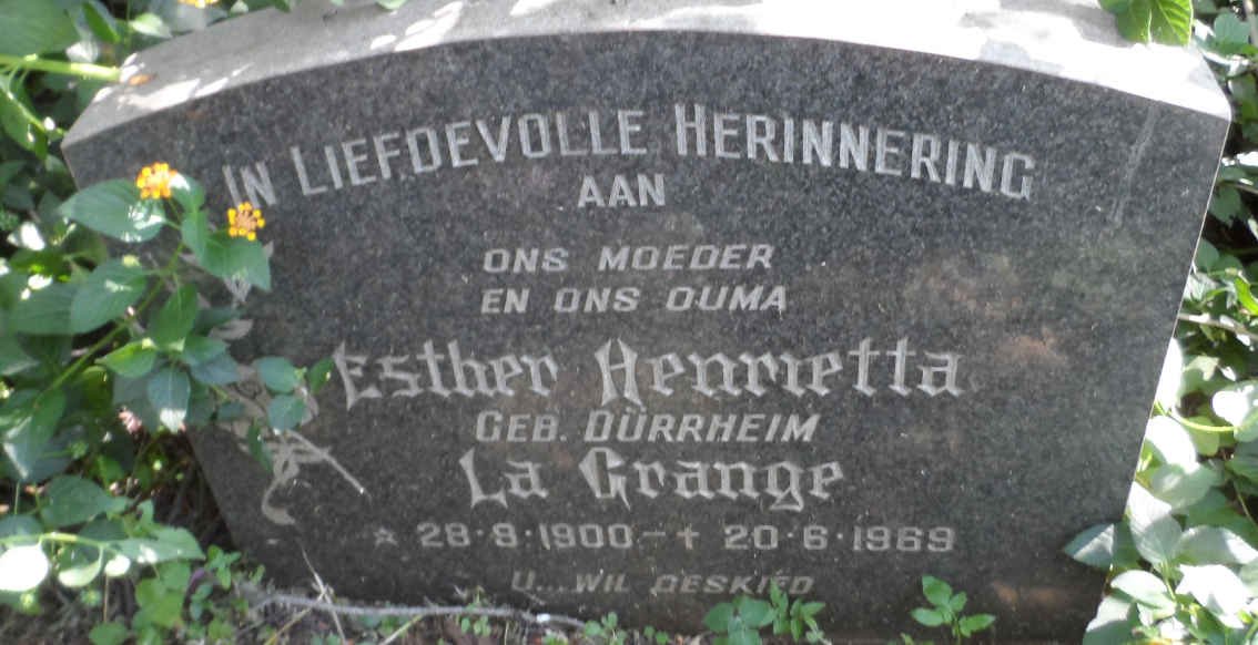 GRANGE Esther Henrietta, la nee DURRHEIM 1900-1969