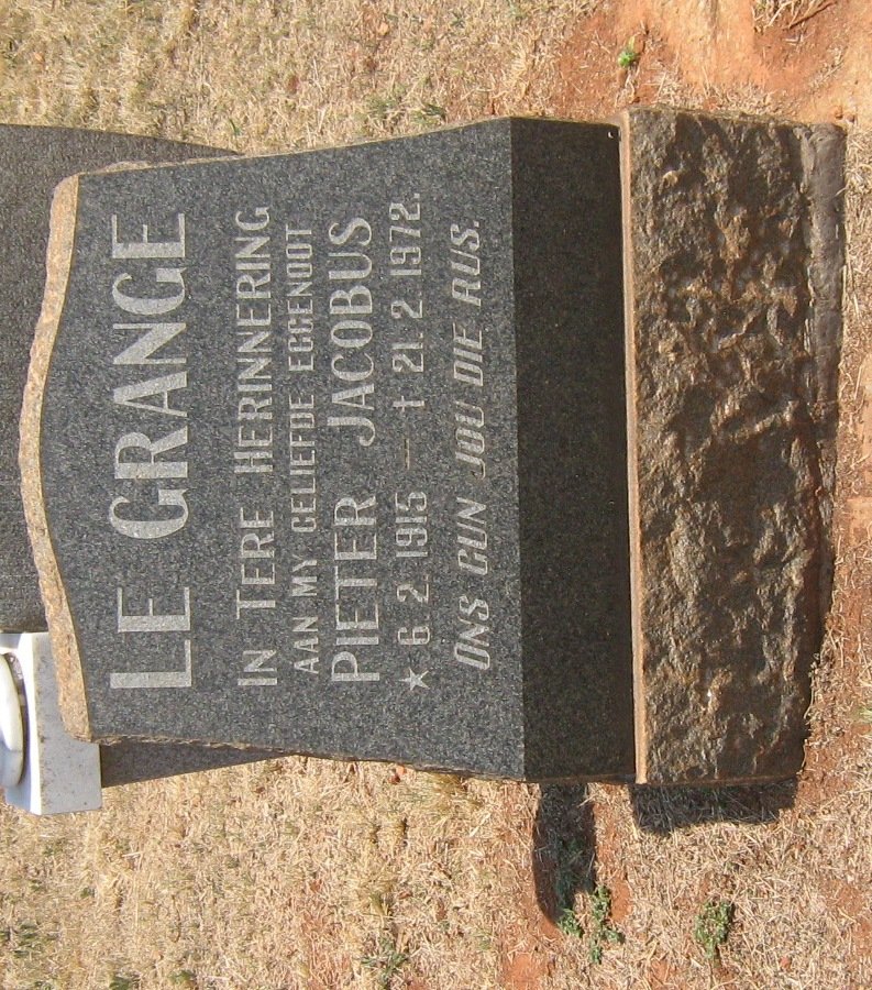 GRANGE Pieter Jacobus, le 1915-1972