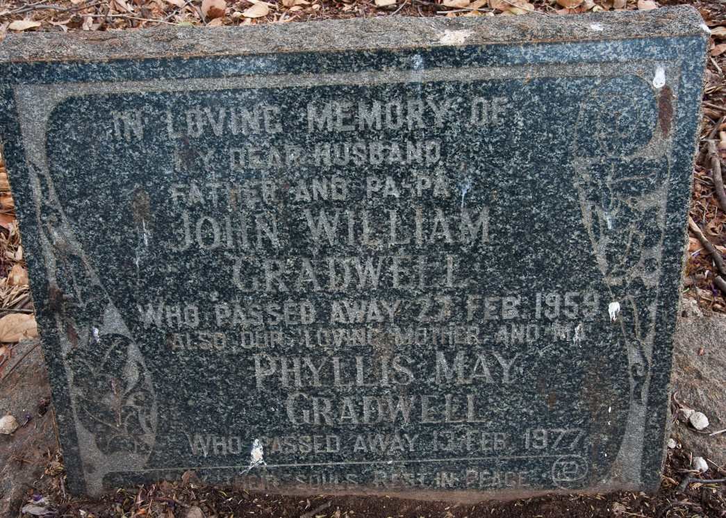 GRADWELL John William -1959 &amp; Phyllis May -1977