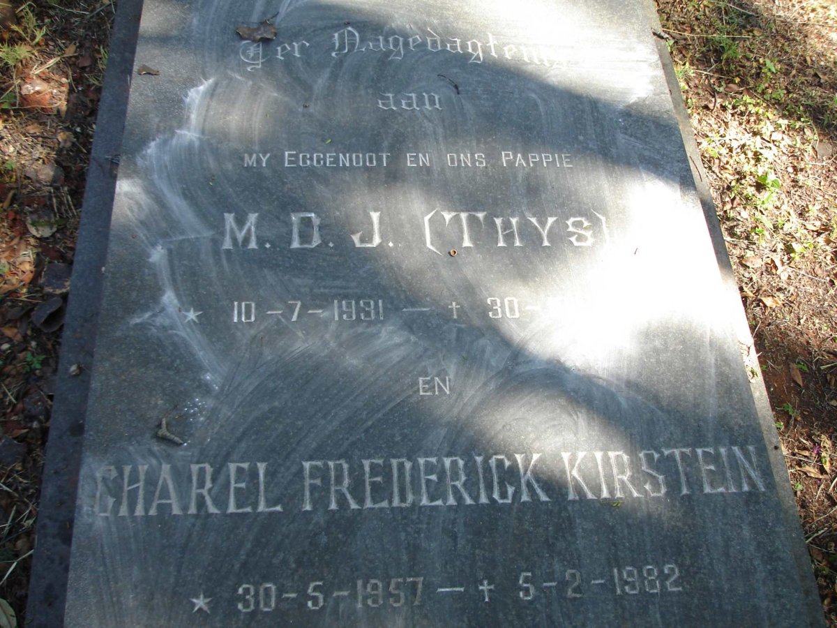 GREEFF M.D.J. 1931- :: KIRSTEIN Charel Frederick 1957-1982