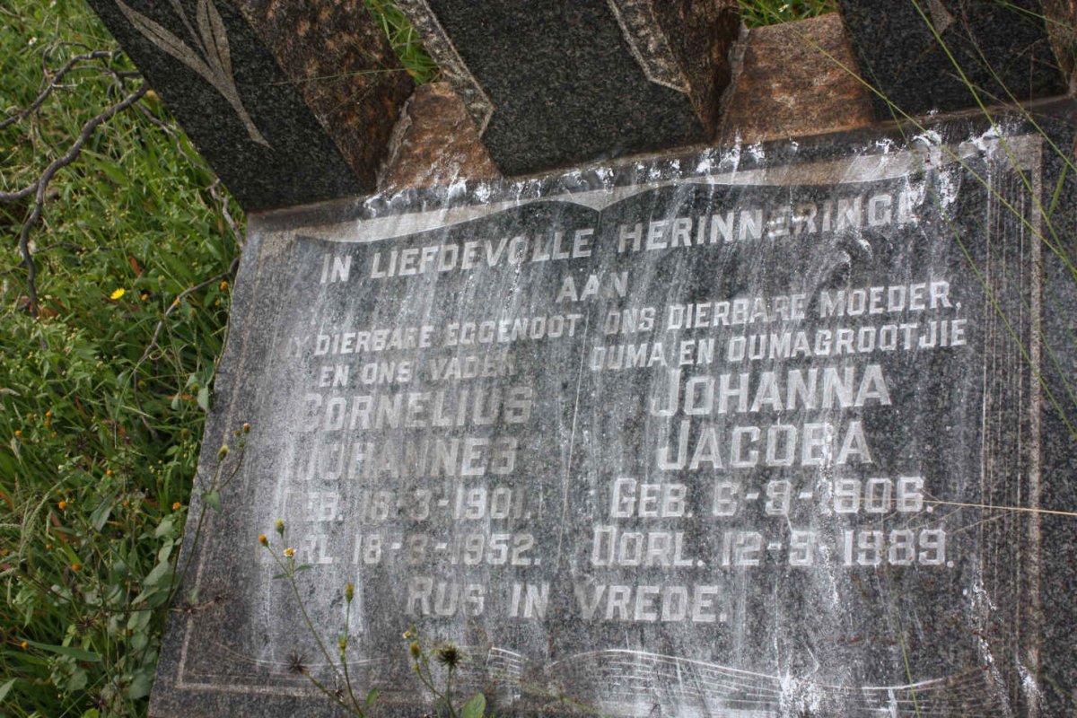 GRUNDLING Cornelius Johannes 1901-1952 &amp; Johanna Jacoba 1906-1989