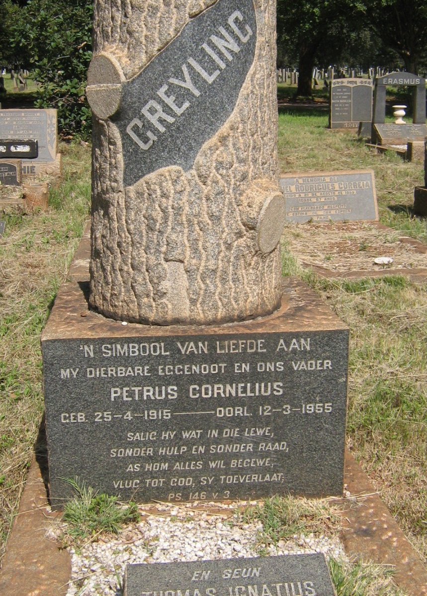 GREYLING Petrus Cornelius 1915-1955 :: GREYLING Thomas Ignatius 1937-1973