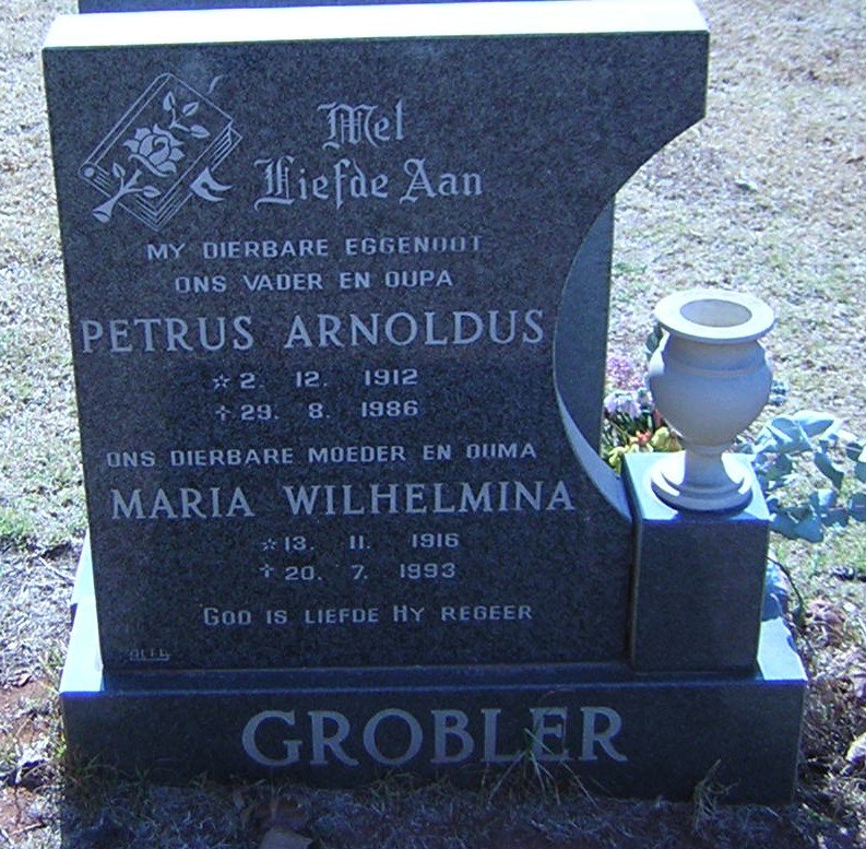 GROBLER Petrus Arnoldus 1912-1986 &amp; Maria Wilhelmina 1916-1993