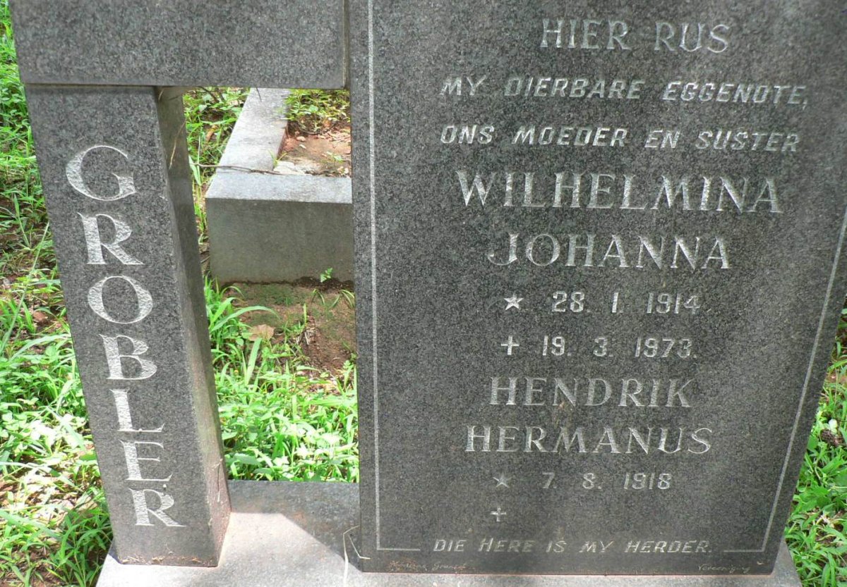 GROBLER Hendrik Hermanus 1918- &amp; Wilhelmina Johanna 1914-1973