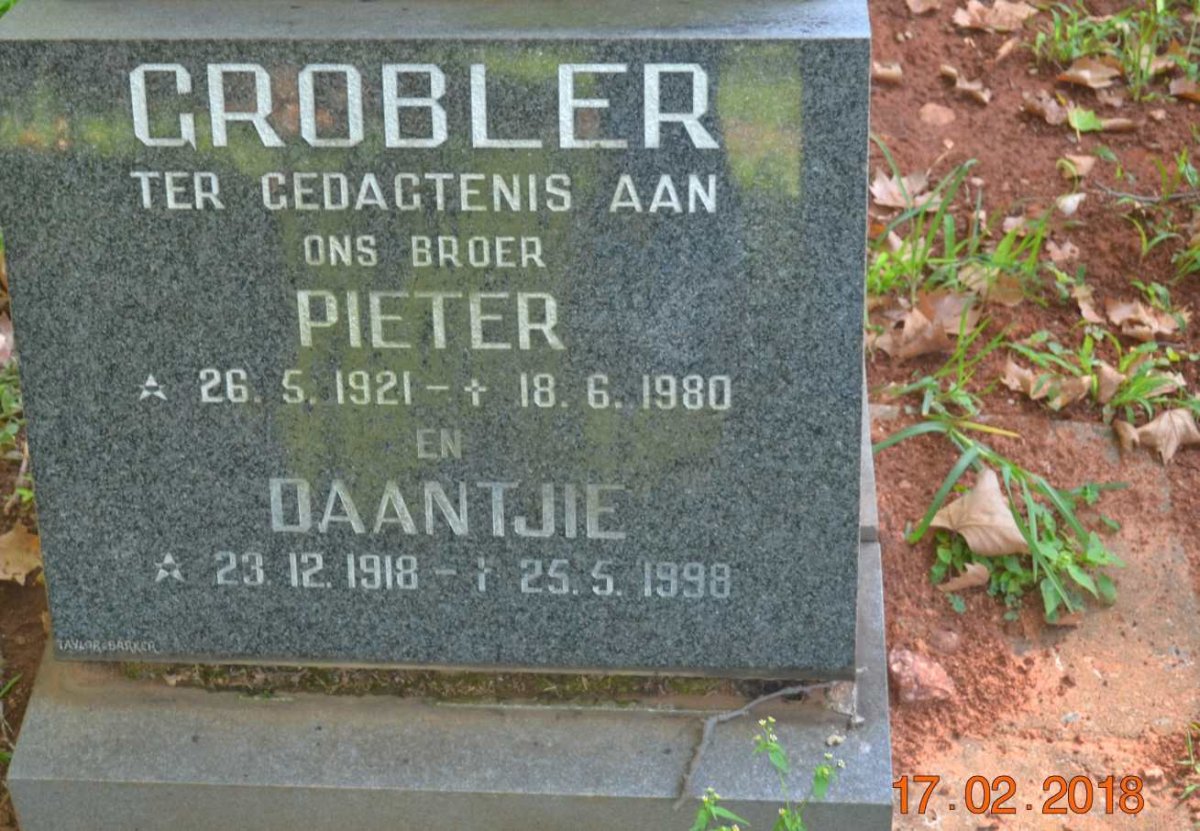 GROBLER Daantjie 1918-1998 :: GROBLER Pieter 1921-1980