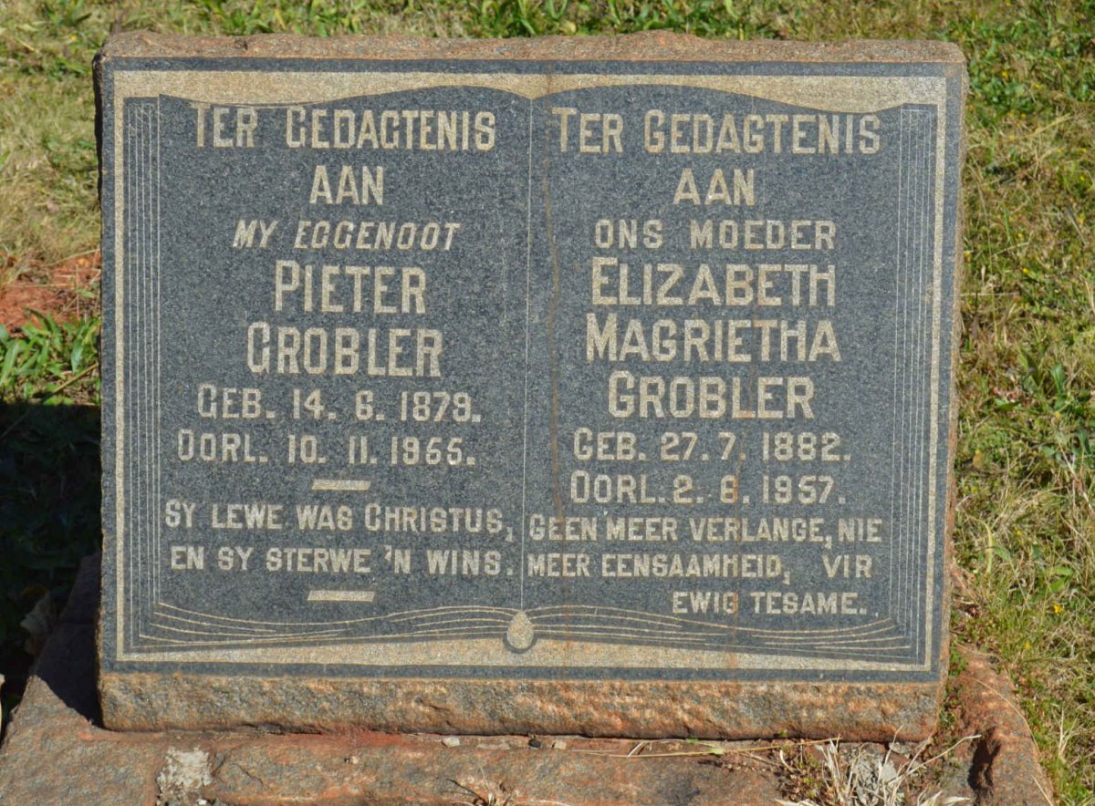 GROBLER Pieter 1879-1955 &amp; Elizabeth Magrietha 1882-1957