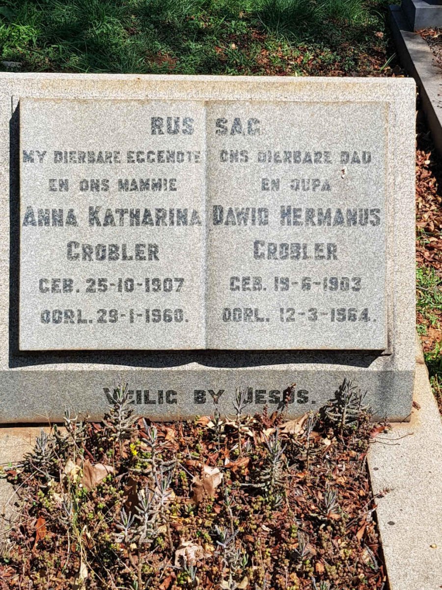 GROBLER Dawid Hermanus 1903-1964 &amp; Anna Katharina 1907-1960