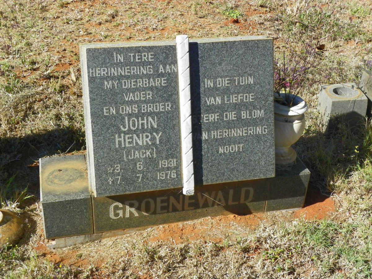 GROENEWALD John Henry 1931-1976