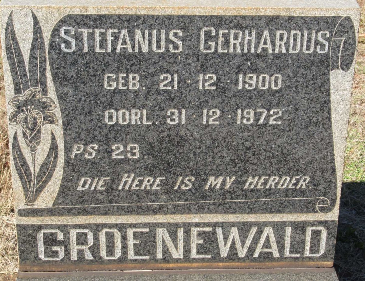 GROENEWALD Stefanus Gerhardus 1900-1972