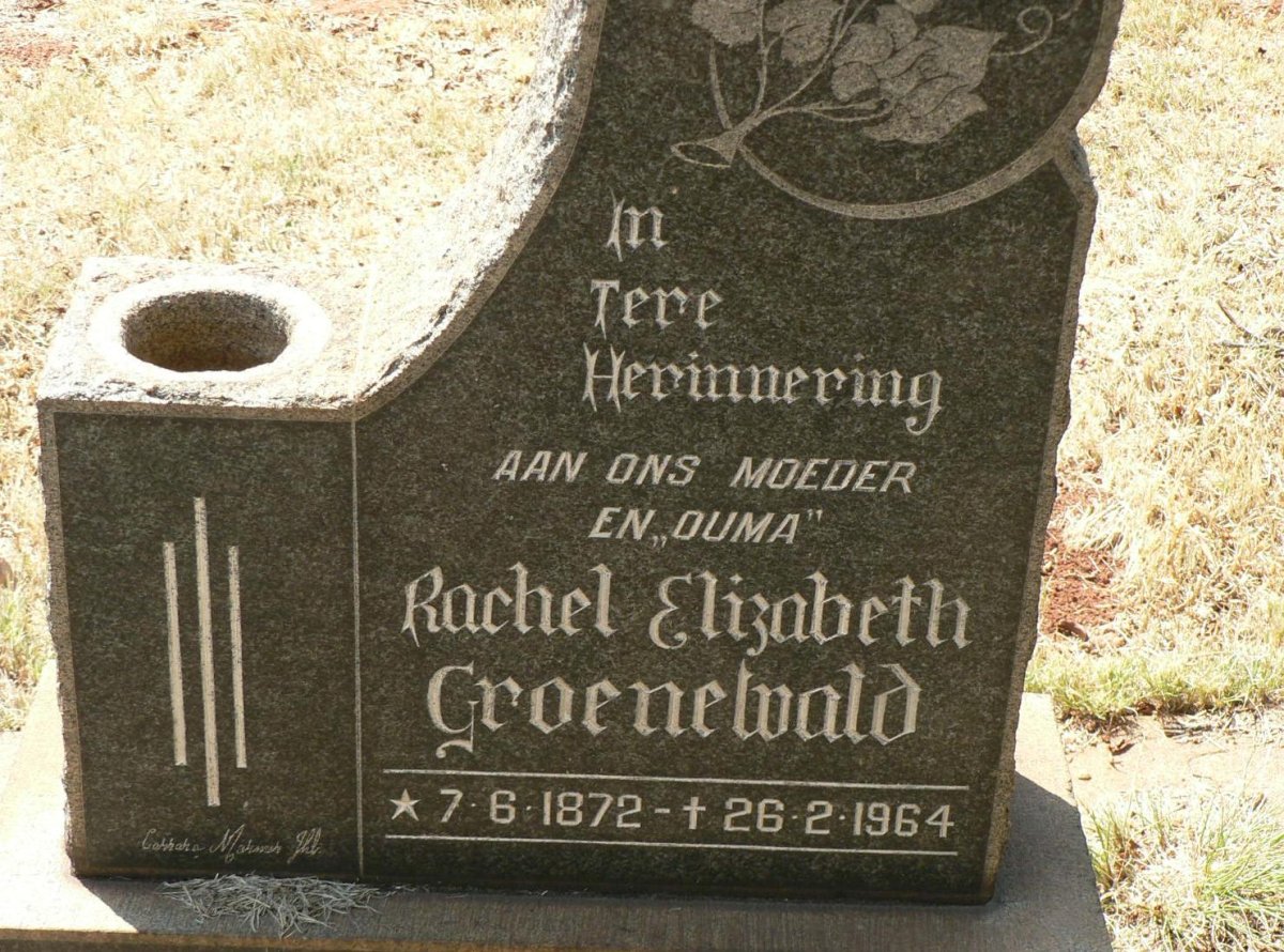 GROENEWALD Rachel Elizabeth 1872-1964