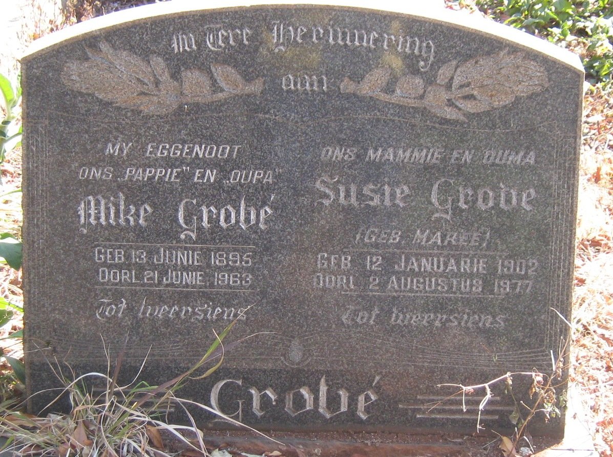 GROVÉ Mike 1895-1963 &amp; Susie MAREE 1902-1977