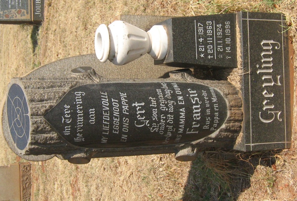 GREYLING Gert 1917-1963 &amp; Fransie 1924-1996