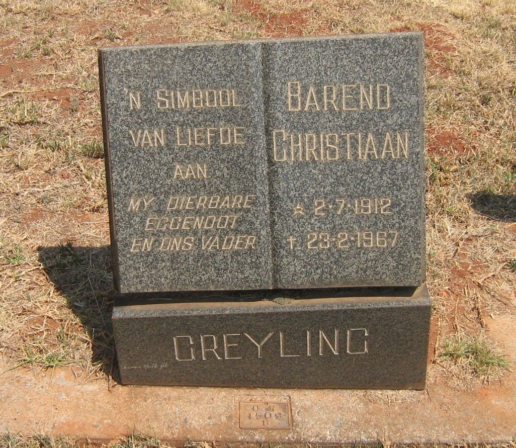 GREYLING Barend Christiaan 1912-1967